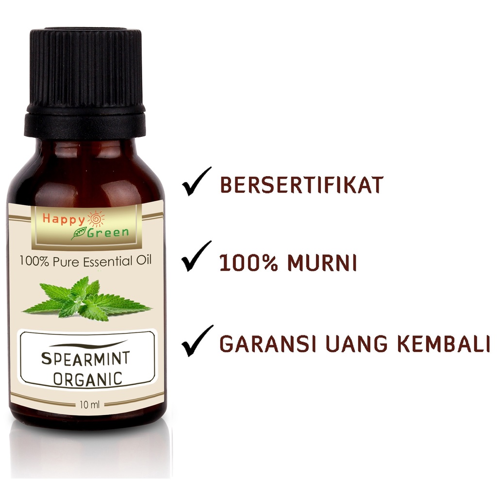 Happy Green ORGANIC Spearmint Essential Oil - 100% Minyak Spermint Alami