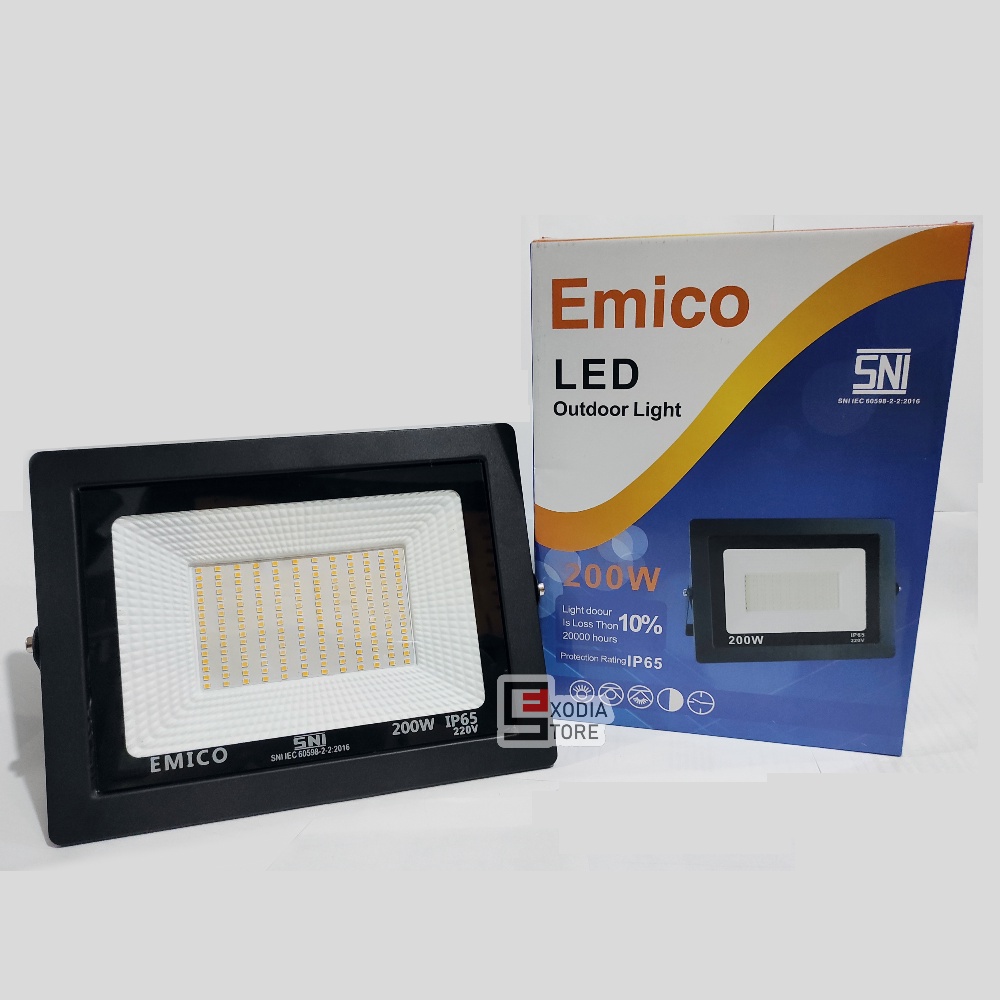 Emico Lampu Sorot SMD LED 200 watt SNI IP65 Lampu Tembak Floodlight utk Panggung / Outdoor / Taman