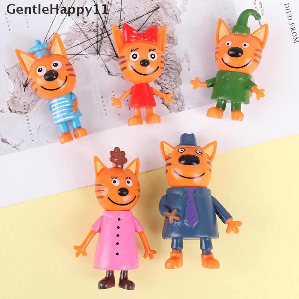 Gentlehappy 5x Three Little Kittens Action Figure Mainan Kartun Rusia Anime Mini Happy Cats