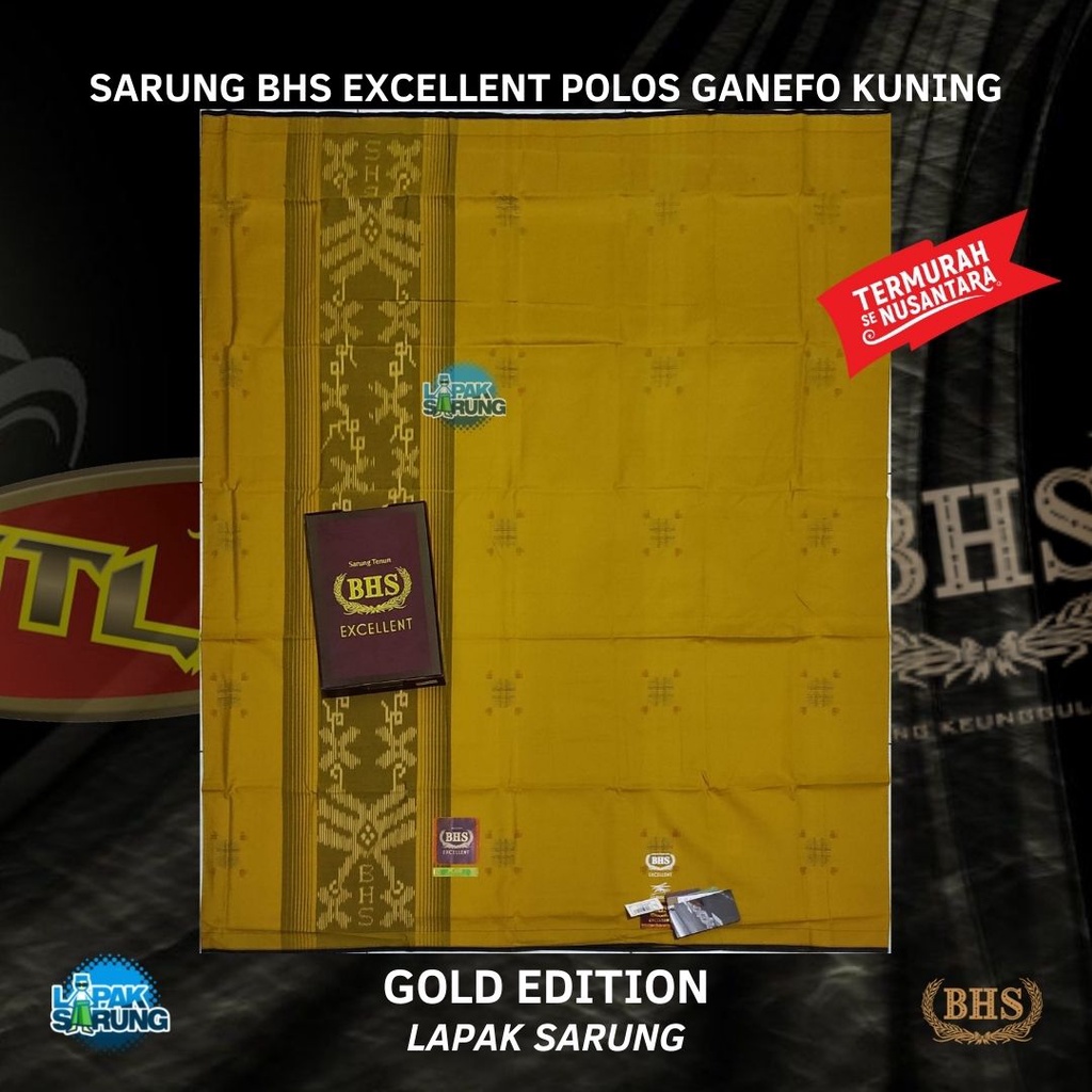 Sarung BHS Excellent Gold Motif PGNW Polos Ganefo Warna Kuning