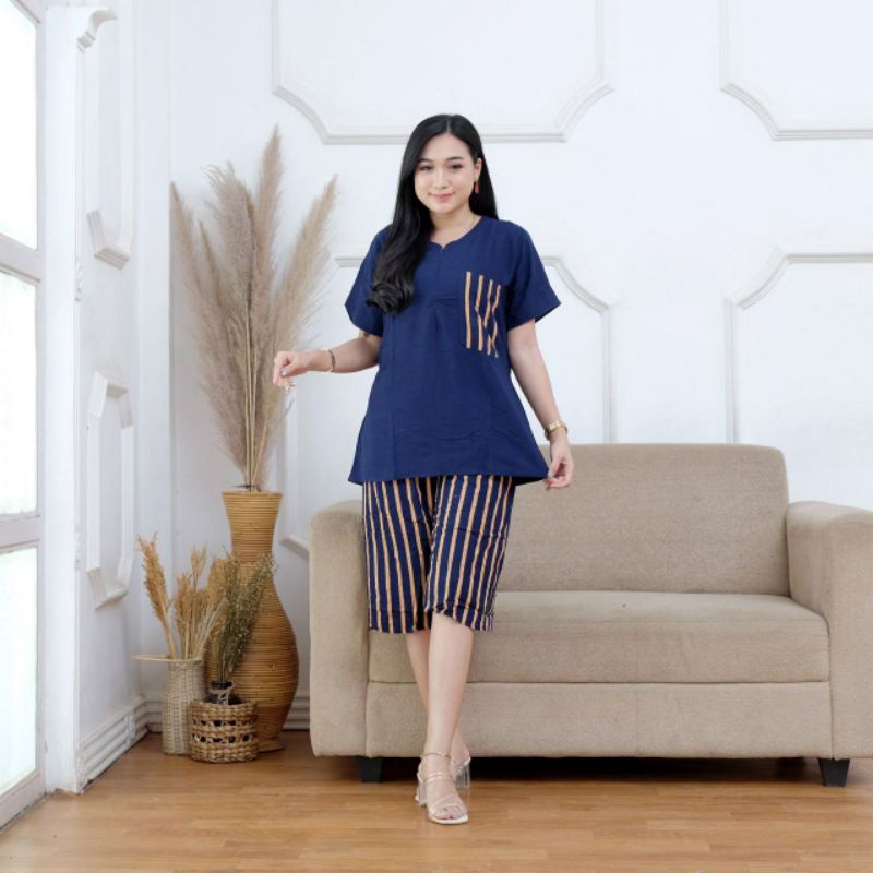 ONE SET KULOT MODERN MOTIF SALUR KOMBINASI