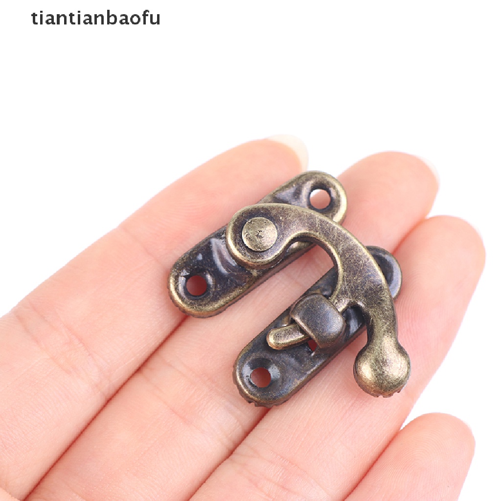 [tiantianbaofu] Small Silver Hasp Latch Chest Lock Jewellery Wine Wooden Box Craft Hook + Screws Boutique