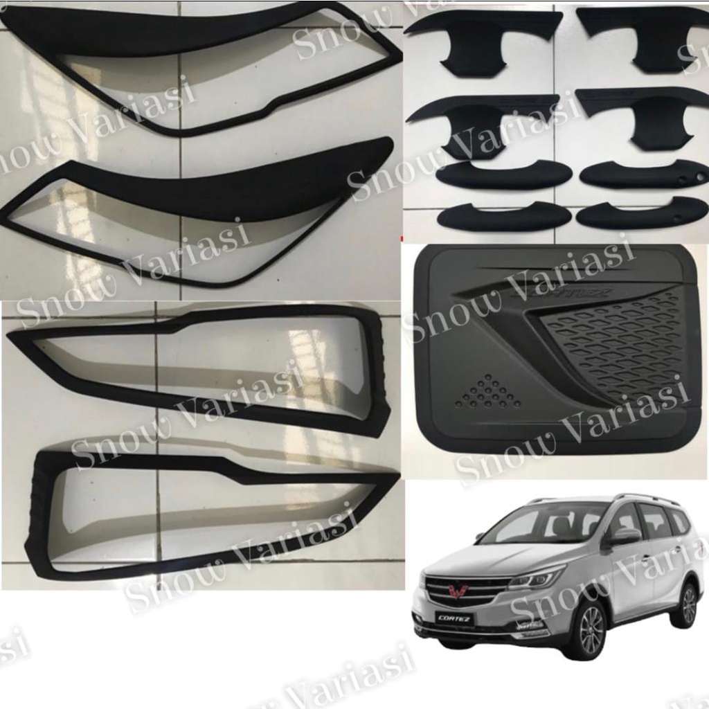 Paket Garnish Depan Belakang Outer Handle Tank Cover Wuling Cortez Hitam Chrome