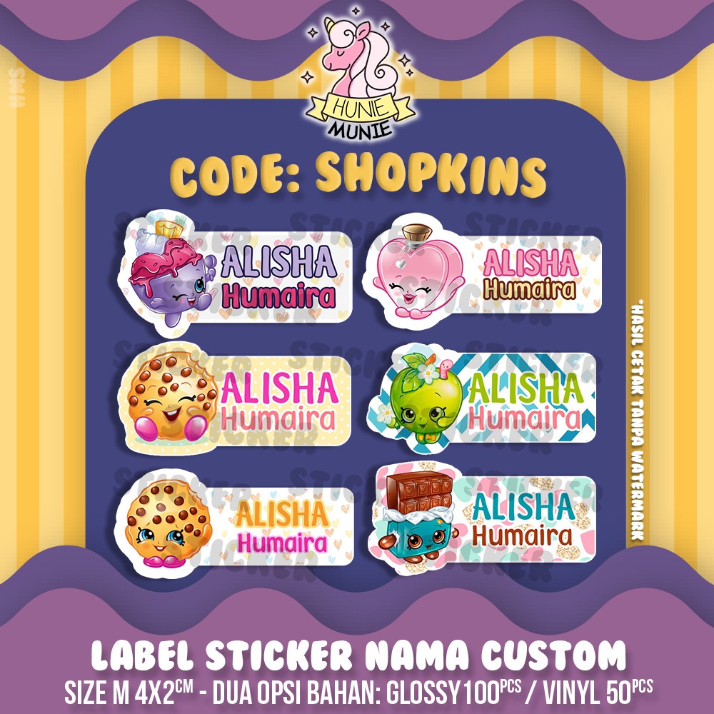 

Sticker Label Nama Custom - Shopkins (100pcs+) Stiker