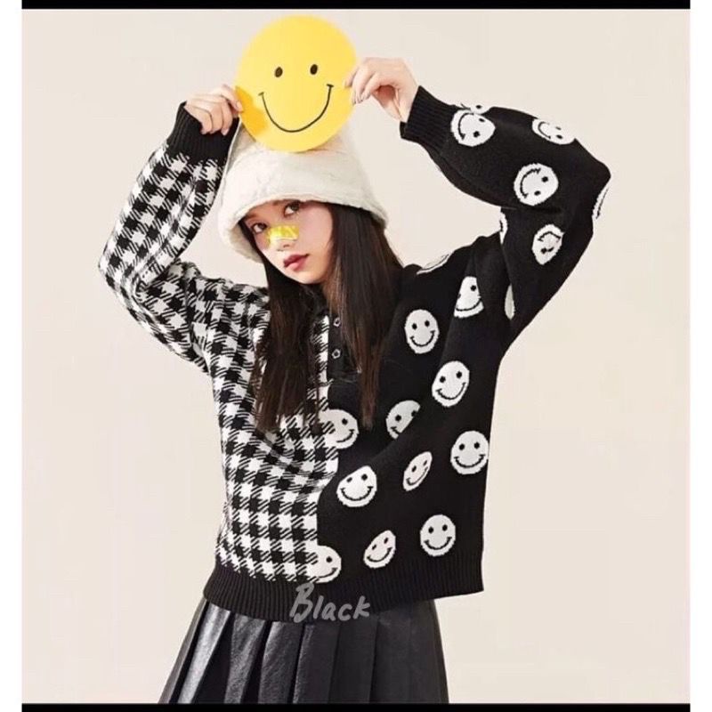 SWEATER RAJUT IMPORT MOTIF SMILE BOX-  BlouseKorea-SweaterRajut-RajutkomputerPremium7GET