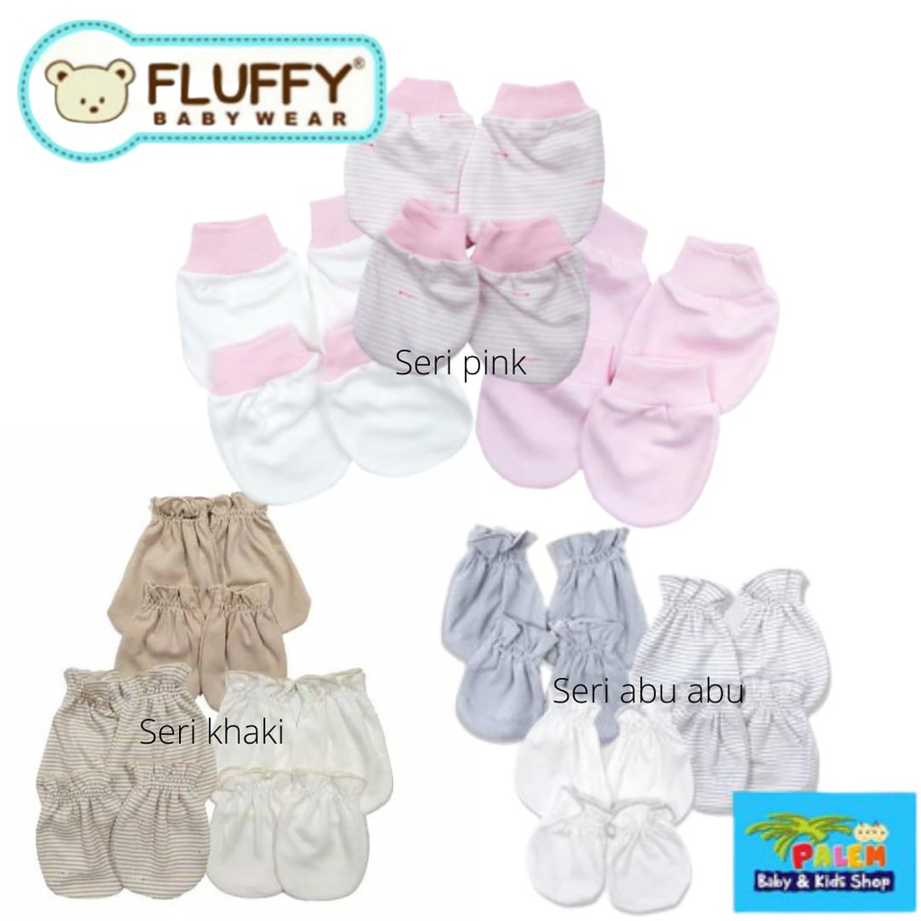 fluffy sarung tangan &amp; kaki bayi 3 pasang/motif 4pasang termurah