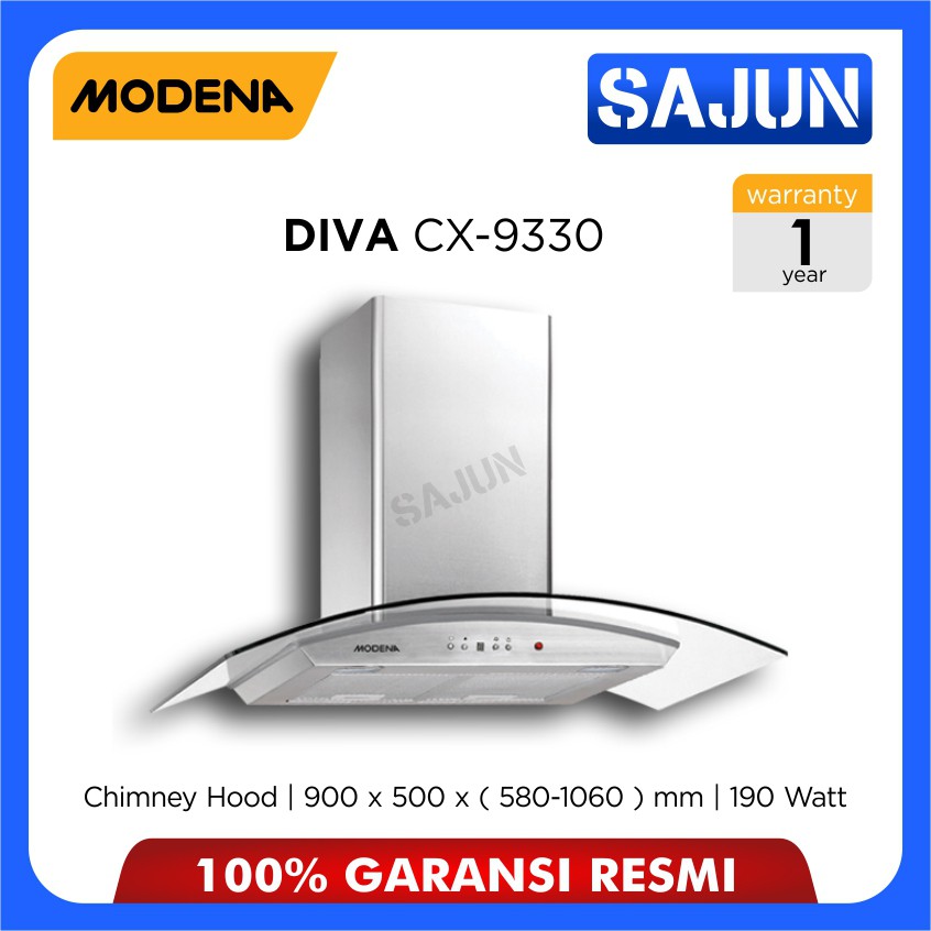 Modena Alat Penghisap Asap DIVA CX 9330 Chimney Hood 90 Cm