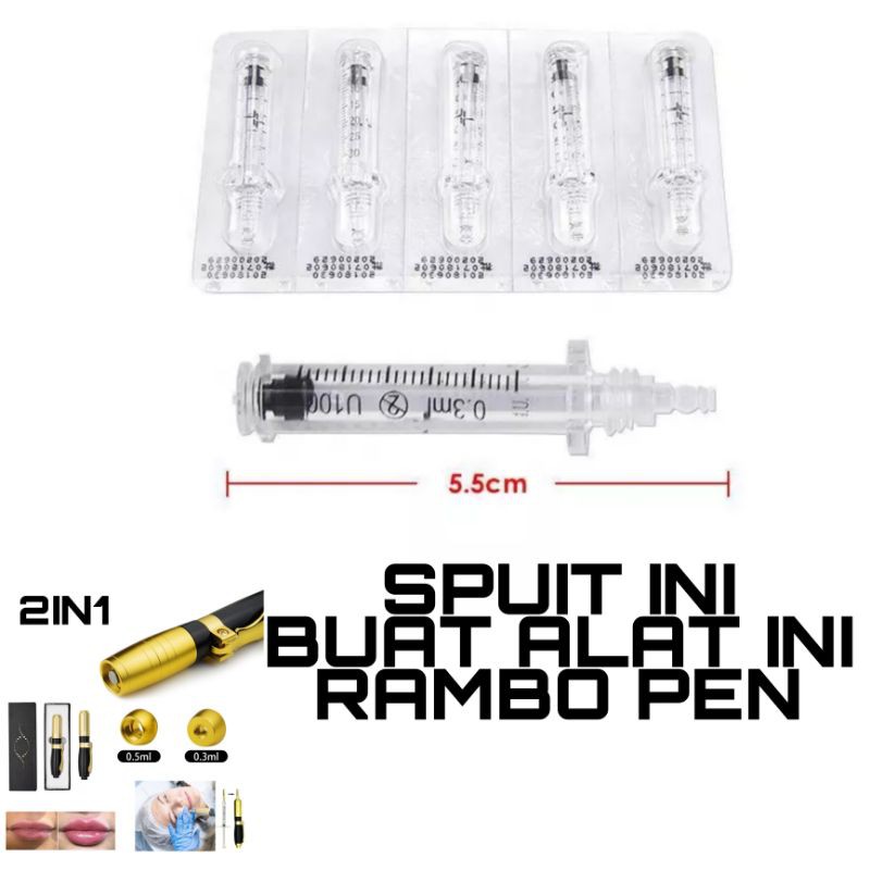 spuit 3 ml 5ml dan adapter rambo pen injection non needle painless soft