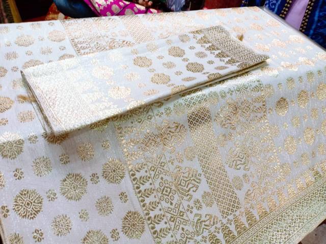 SONGKET TENUN MESIN MOTIF CANTIK MANIS REBUNG KRISTAL ATBM