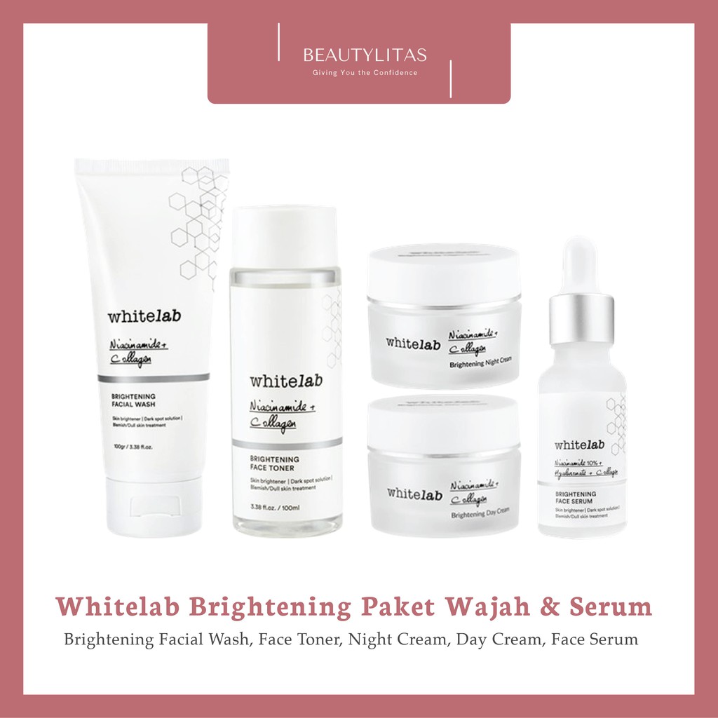 Whitelab Brightening Paket Wajah &amp; Serum (FREE POUCH)