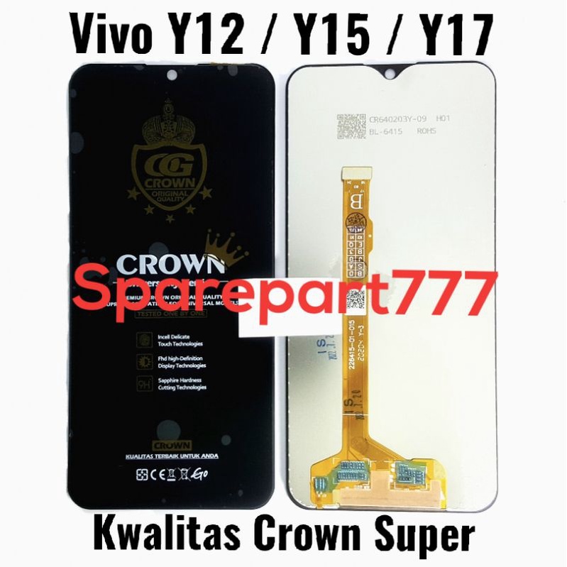 LCD Touchscreen Fullset Kwalitas Crown Super Vivo Y12 Y15 Y17