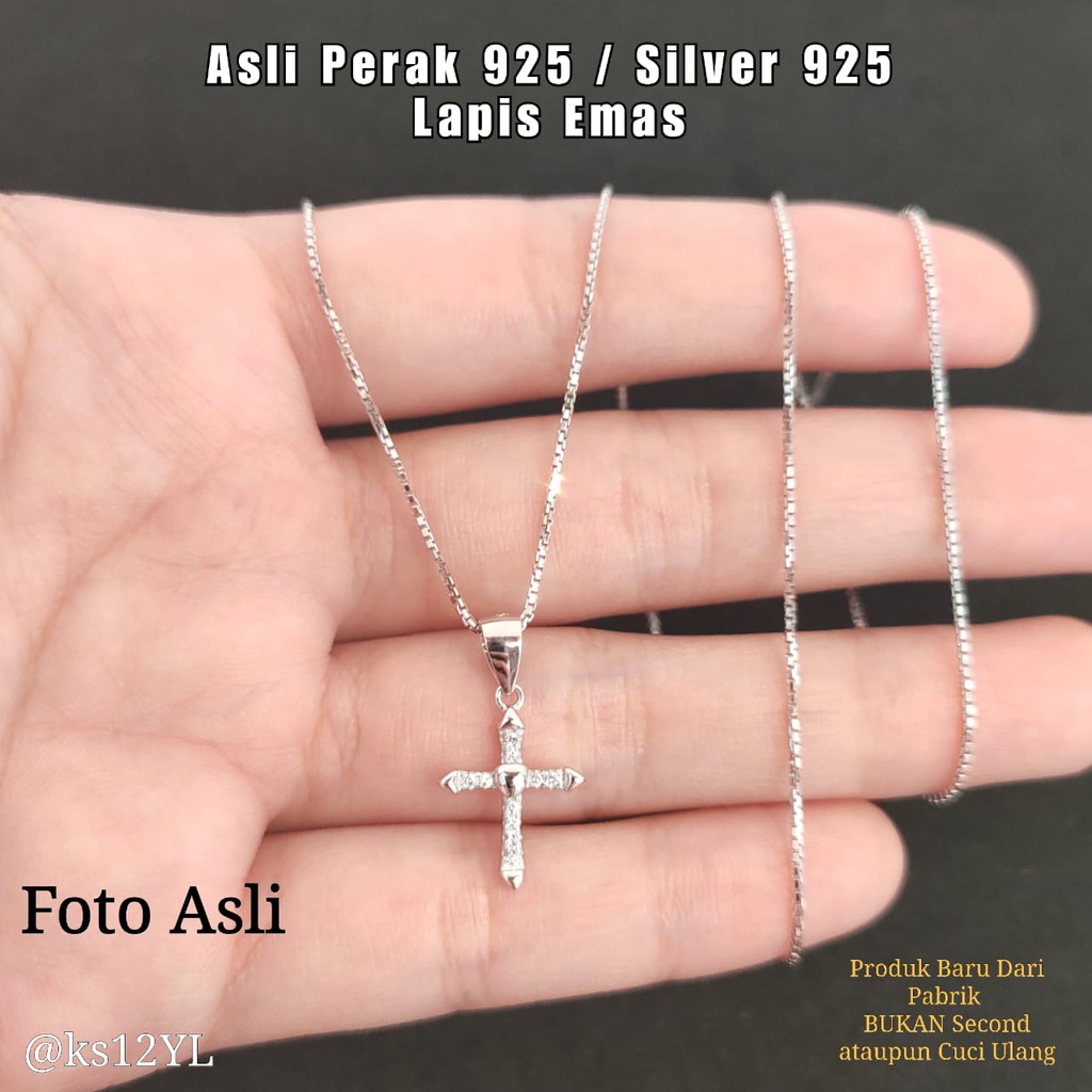 Kalung Liontin Salib Perak Silver Necklace Wanita Salip 925 Anti Karat Wanita ks12YL