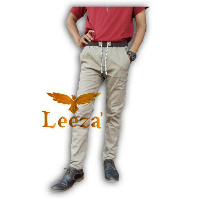 Leeza_9181- Celana Chino Pria Celana Streach Celana Rip Original (Hitam,Abu,Moca,Cream)