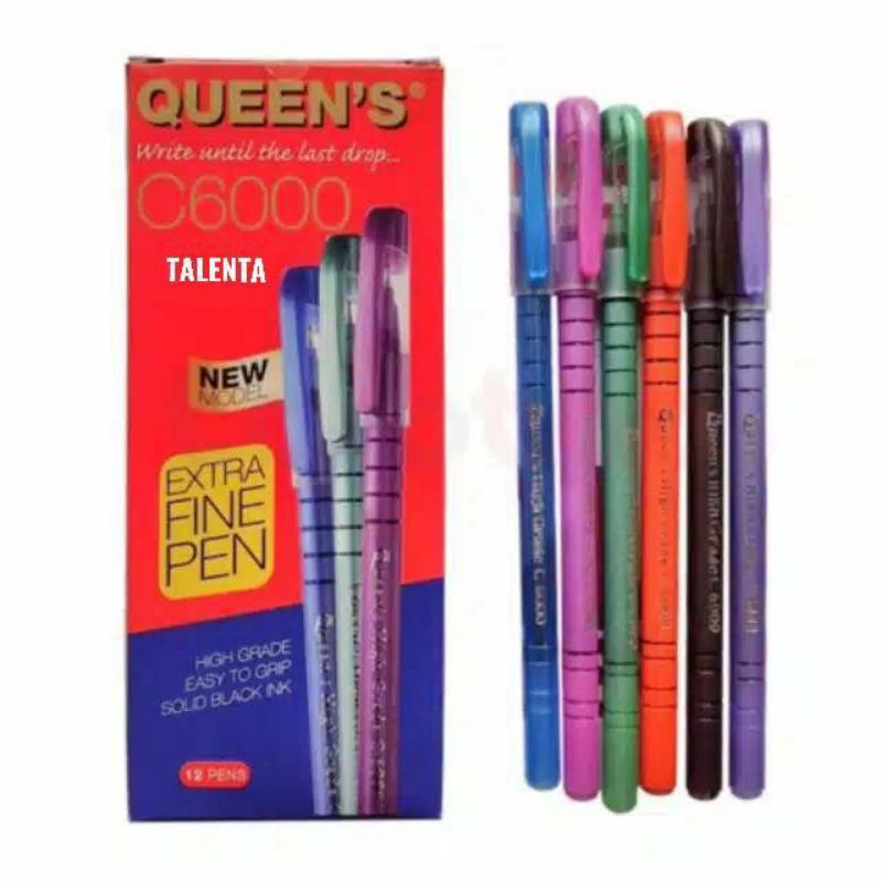 

[AJS] Pulpen Queen's Extra Fine C6000/Pulpen Sekolah Tinta Hitam
