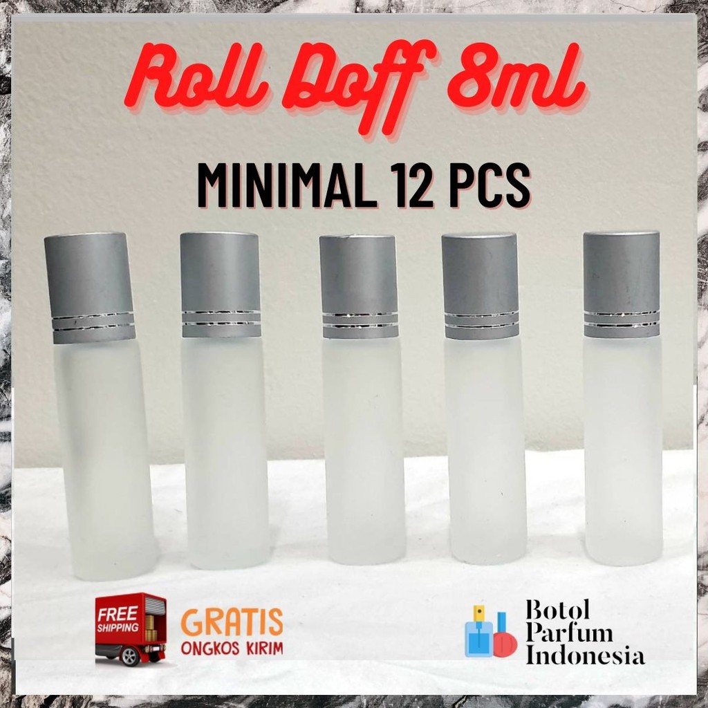 [GROSIR] Botol Parfum Roll Doff Silver Kaca 8ml - Botol Parfum Roll On Kaca