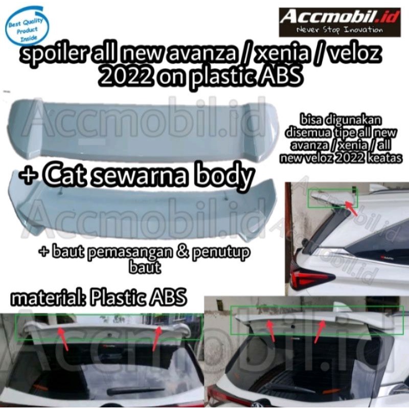 Spoiler all new avanza xenia veloz 2022 on plastic ABS