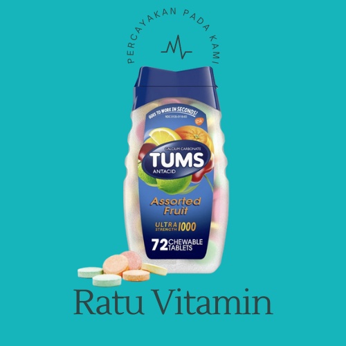 Tums Ultra Strength 1000 72 Chewable Tablets Obat Maag Asam Lambung