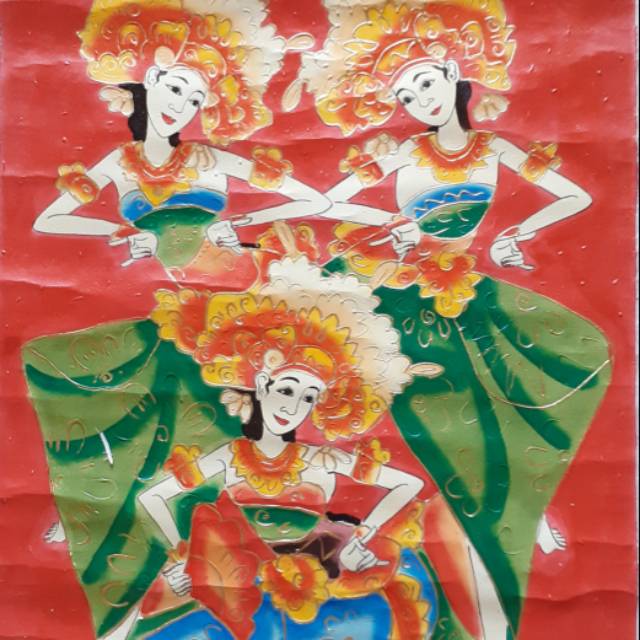 

Lukisan 3 Penari Legong Bali Bali Dancer Painting 60x80 Kanvas Kayu E