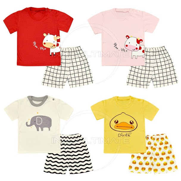 Setelan Baju Anak BABY LEON Unisex Setelan Kaos Pendek Celana Pendek Anak Bayi Balita piyama anak