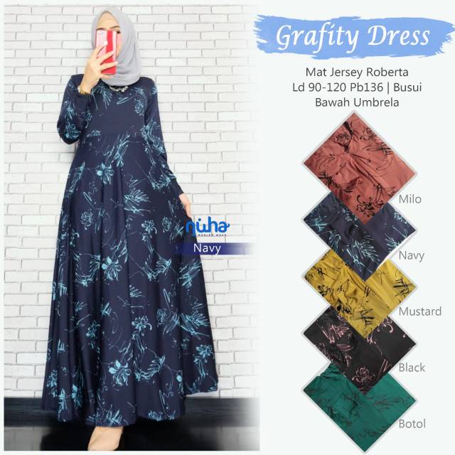 grafity dress/matt.jersey roberta/LD90-120 pj136/busui/bawah umbrella