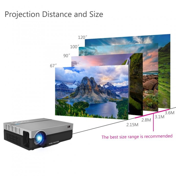 T26 LED Multimedia Projector 3600 Lumens Full HD Support 1920 x 1080p