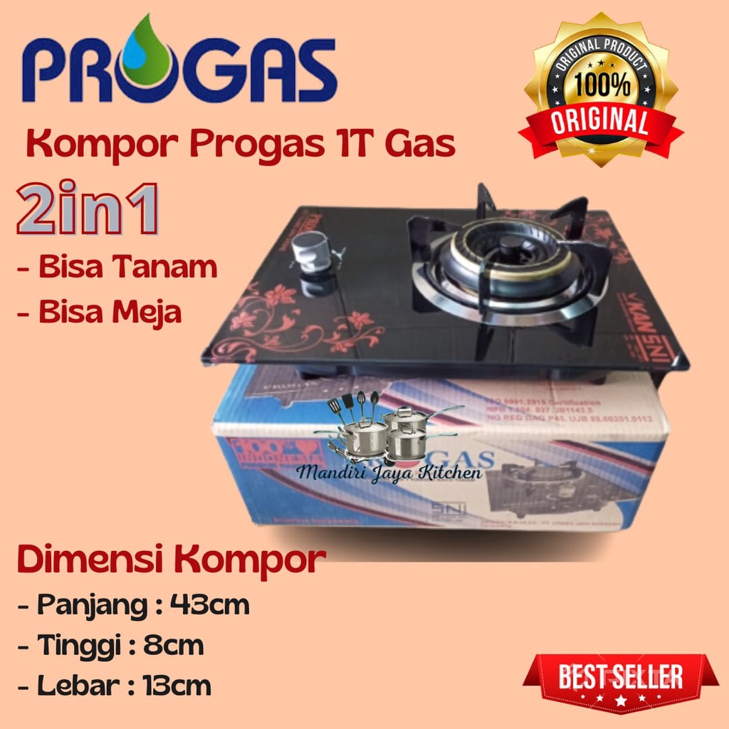 Kompor Gas Tanam Kaca Progas 1 Tungku Api