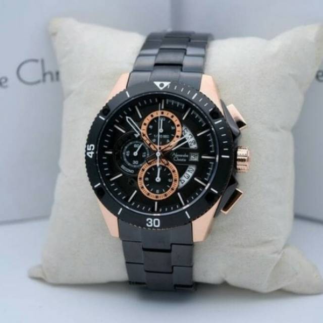 Jam Tangan Pria Alexandre Christie AC 6465 Black Rose Gold