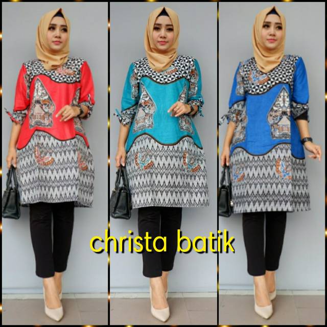 Blus batik tunik wayang