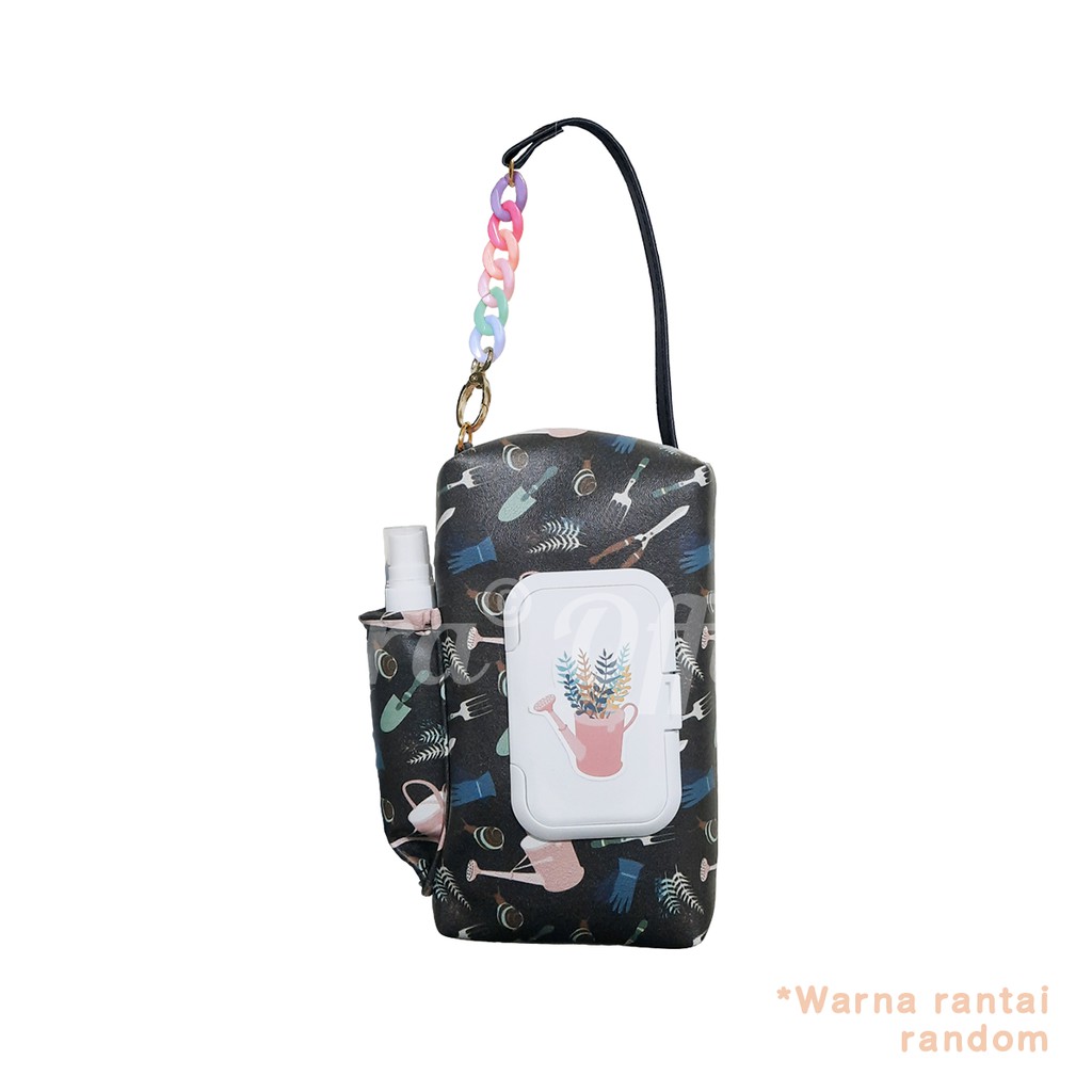 Shifra Pouch Tissue 3 in 1 Tutup Tissue Kering Tissue Basah Sanitizer Gambar Pattern Rantai Unik