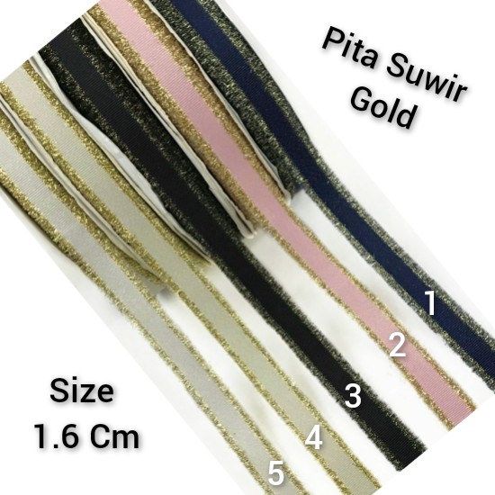 1 YARD  - PITA GROSGRAIN SUWIR GLITTER GOLD AND SILVER | PITA SUWIR GLITTER