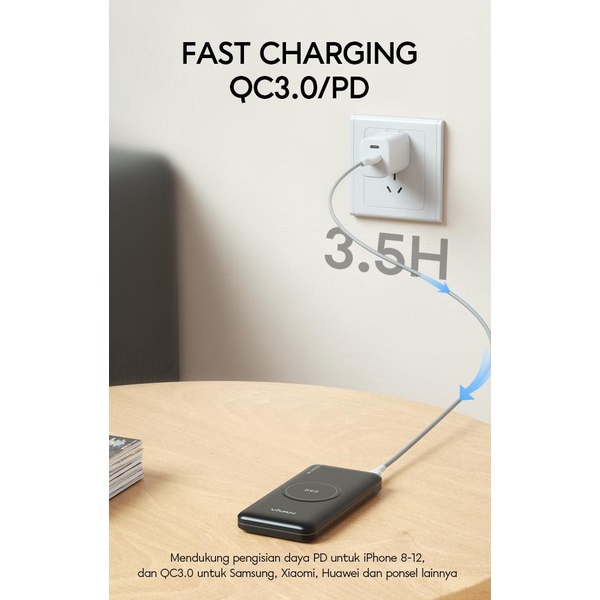 MINIGO~VIVAN VPB-W11 Wireless Powerbank 10000 mAh 22.5W Fast Charging QC With Cable Type-C 5A VIVAN Power Bank Wireless Fastcharging 10000mAh VPB-W11 GARANSI 1 TH