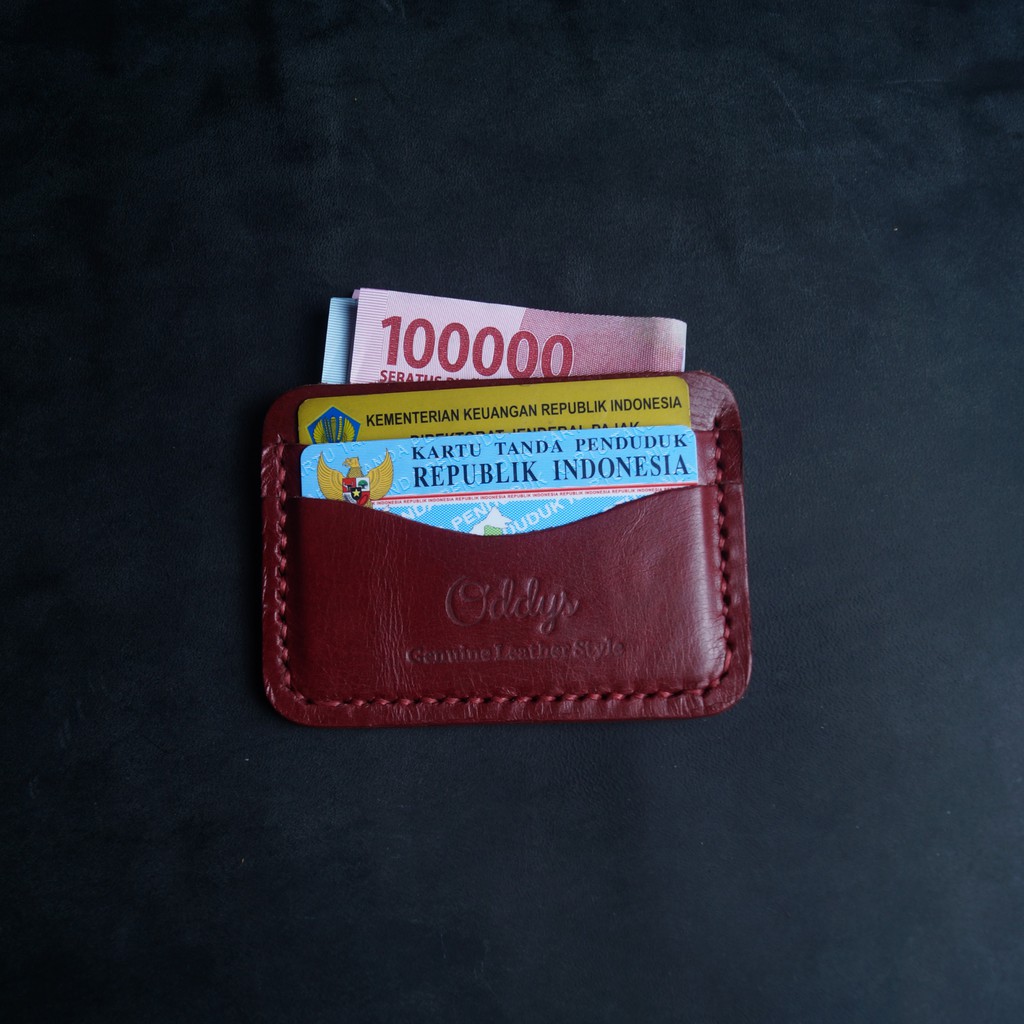 CANYON Leather Card Holder in Maroon - Dompet Kartu Kulit Asli