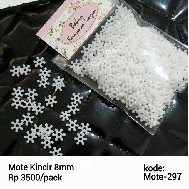 250 biji Mote warna putih bentuk kincir 8mm