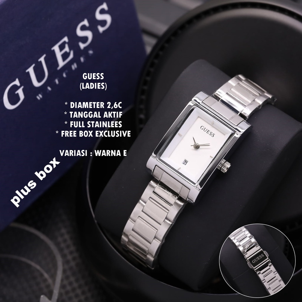 (BISA COD) JAM TANGAN WANITA GUESS RANTAI BODY SEGI TANGGAL AKTIF