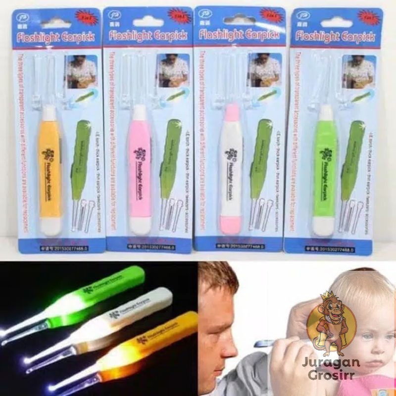 JG - Pembersih Telinga LED Korek Kuping Anak Dewasa Lampu Senter Earpick Flashlight LED IMPORT