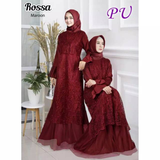 Maxi rossa gamis lebaran gamis pesta brukat mewah bordir gamis busui maxi busui