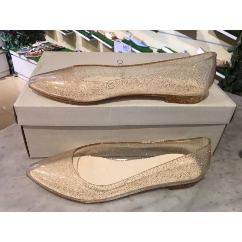 Crazysale❣️ URBAN&CO ORIGINAL KIM GOLD JELLY SEPATU KARET CASUAL KERJA PESTA FLAT CANTIK BENING TRAN