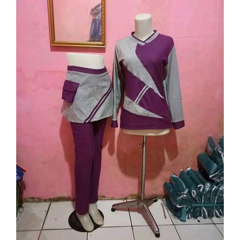 BAJU SENAM UNGU ABU_BAJU SENAM MUSLIM SPANDEX only 12_