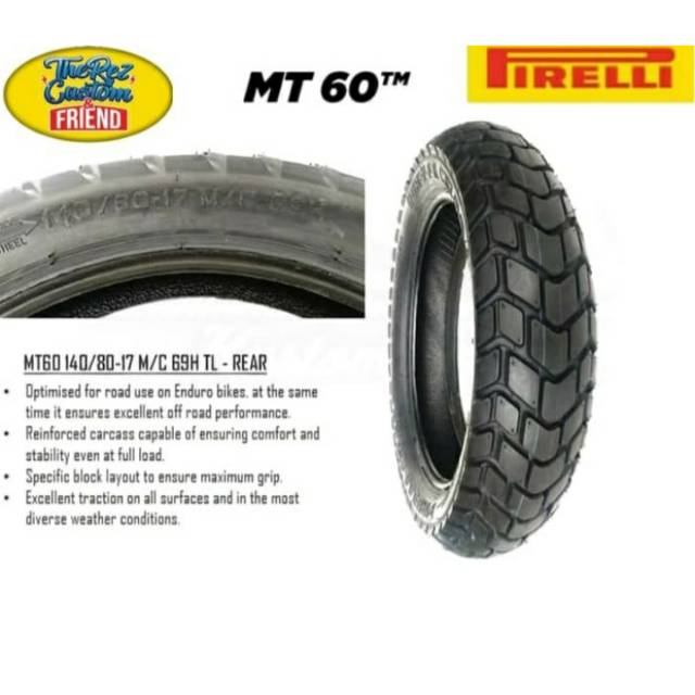 Ban belakang Pirelli MT 60 ukuran 140/80-17