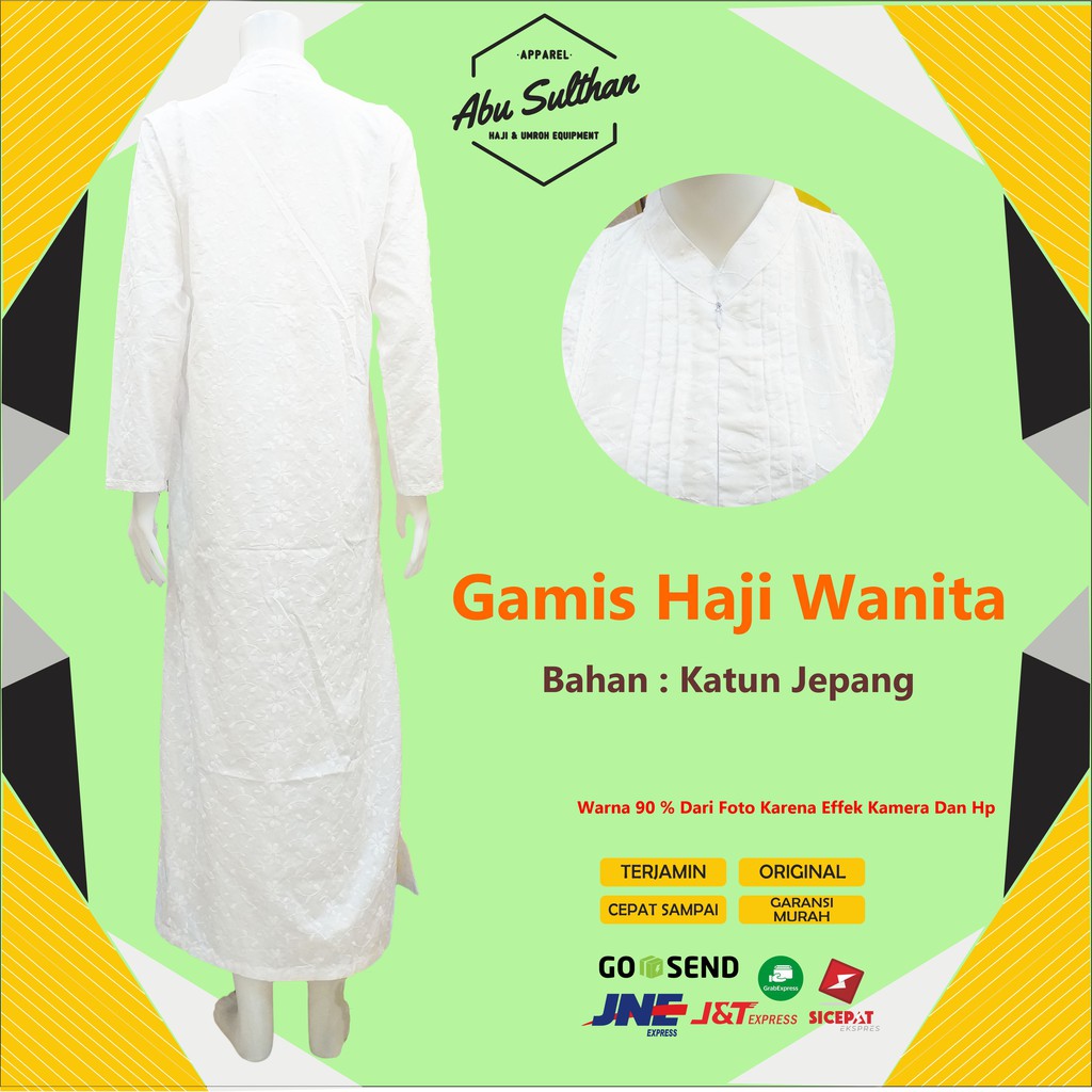 BAJU GAMIS HAJI WANITA PUTIH BAHAN KATUN JEPANG / GAMIS IHROM WANITA / GAMIS IHRAM PEREMPUAN