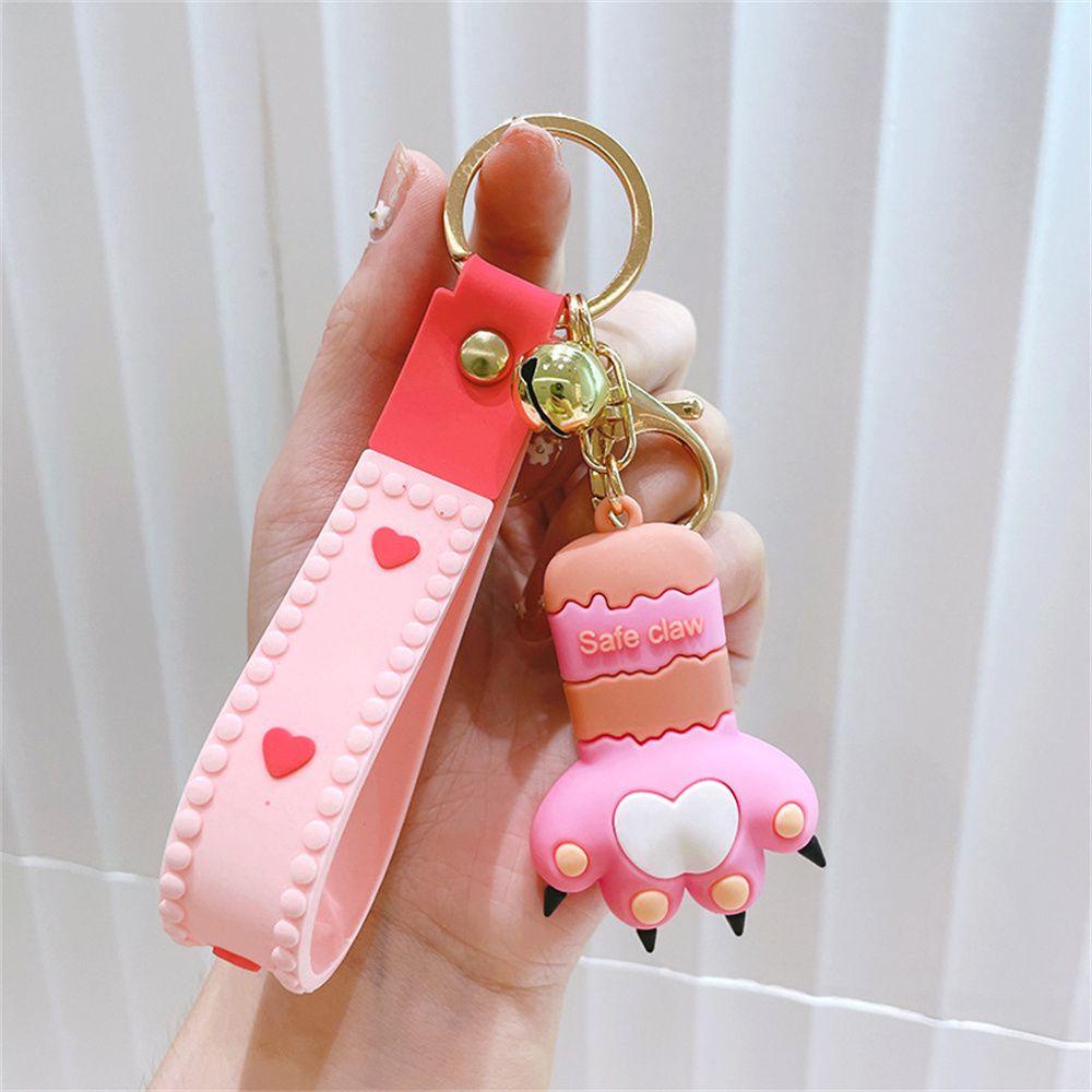 Lanfy Gantungan Kunci Kaki Kucing Kemasan Dekorasi Fashion Dengan Bell Gantungan Kunci Perhiasan Hadiah Ransel Liontin Fortune Paw