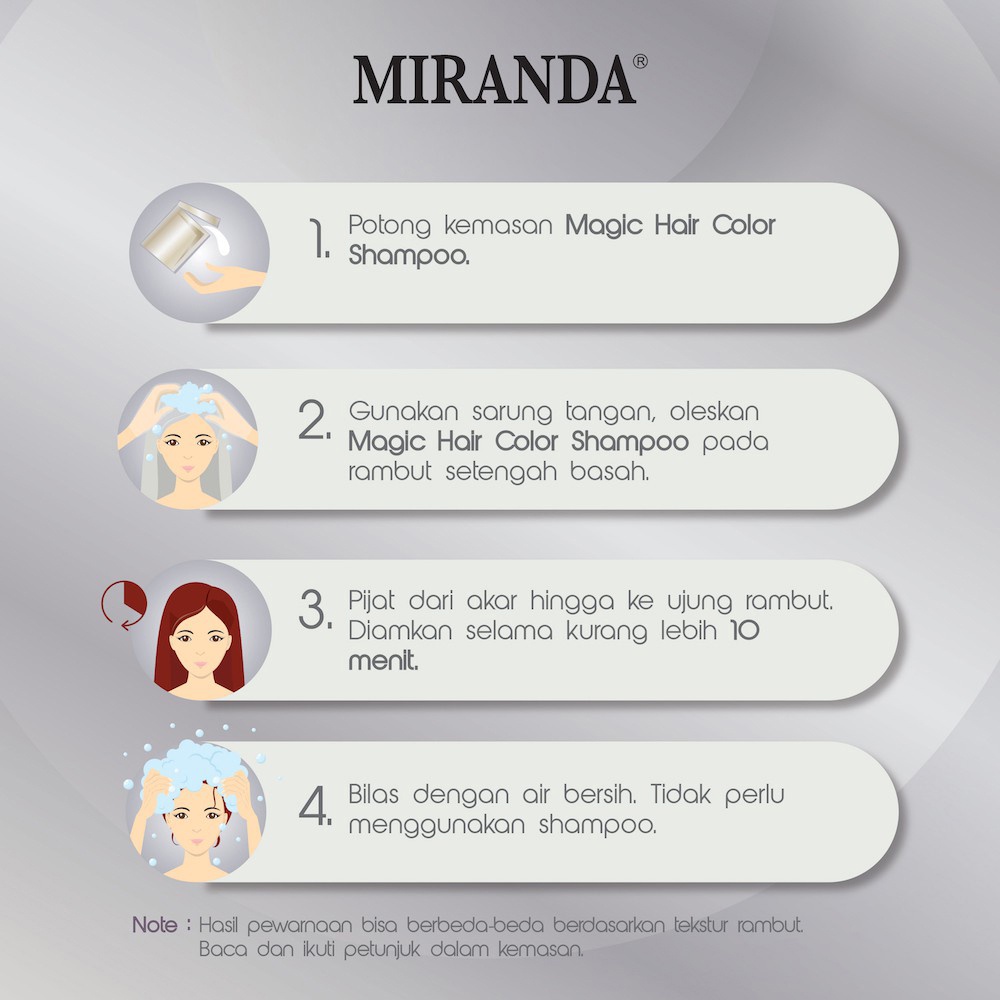 Miranda Magic Hair Color Shampoo Pewarna Rambut 30ml