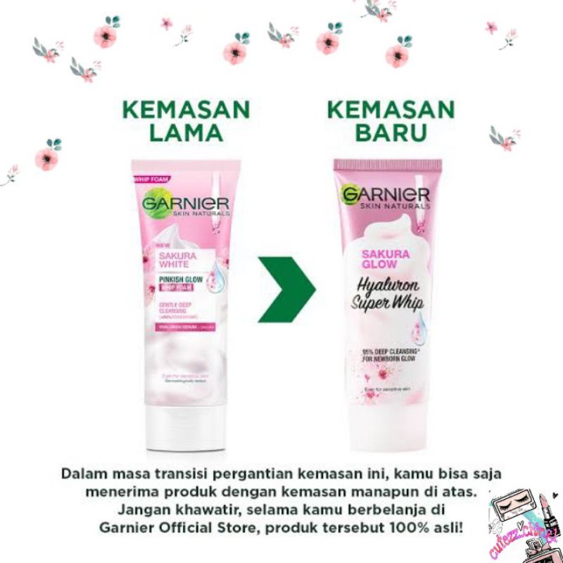 ☃Cutezz_Ching1☃Garnier Sakura Glow Hyaluron Super Whip Deep Cleansing