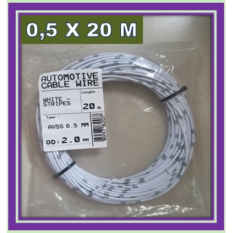KABEL BINTIK 0,5 MM PUTIH / KABEL BODY MOBIL / KABEL 0.5 MM SERABUT TEMBAGA UNTUK MOBIL / MOTOR /KAB