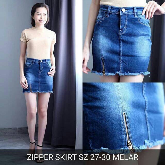 ROK JEANS MINI ZIPPER MINI SKIRT JEANS