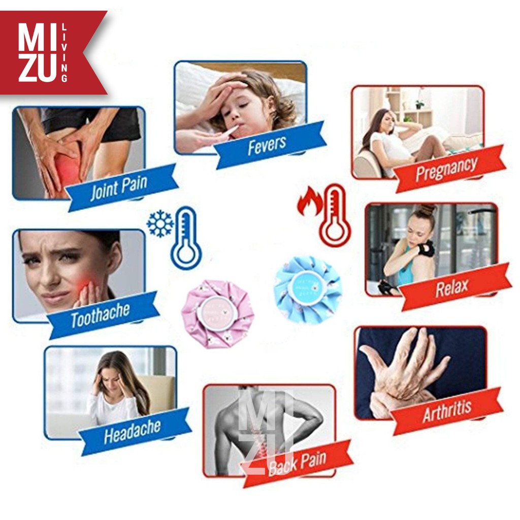 MIZU SUZUSHII L 25cm Cold Compress Ice Bag Hot Pack Kantong Kompres Air Panas Dingin Es