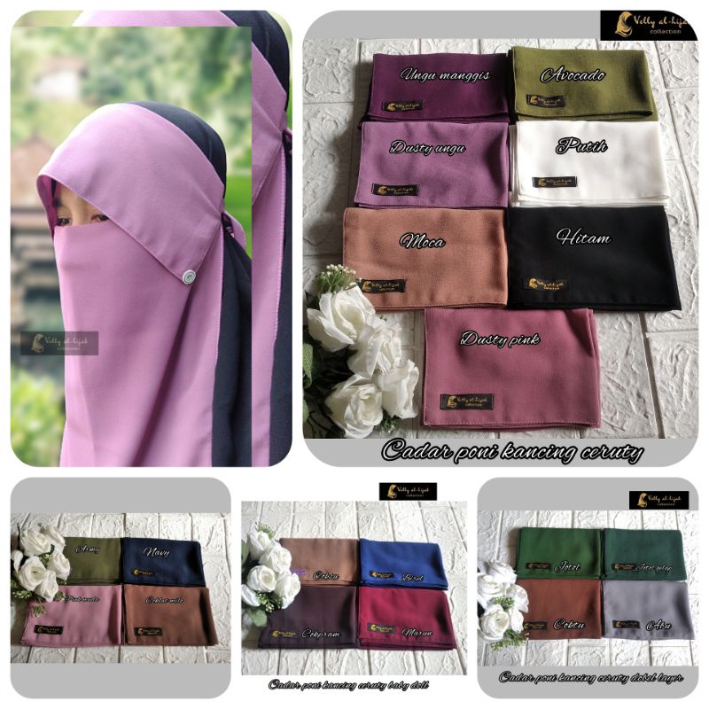 Cadar Niqob Poni Kancing 2 Layer Ceruty Baby Doll Murah Berkualitas