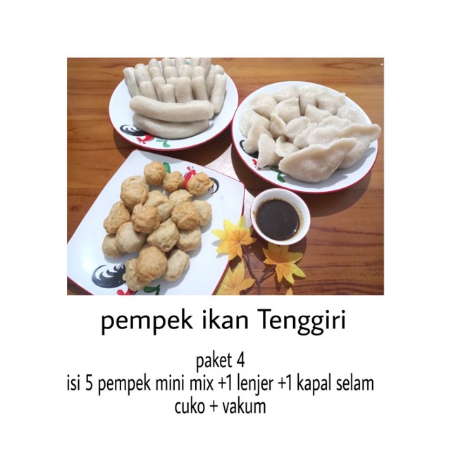 

PEMPEK PALEMBANG ASLI IKAN TENGGIRI ( PAKET 4 5 PEMPEK KECIL + 1 LENJER +1 KAPAL SELAM)+CUKO+VAKUM