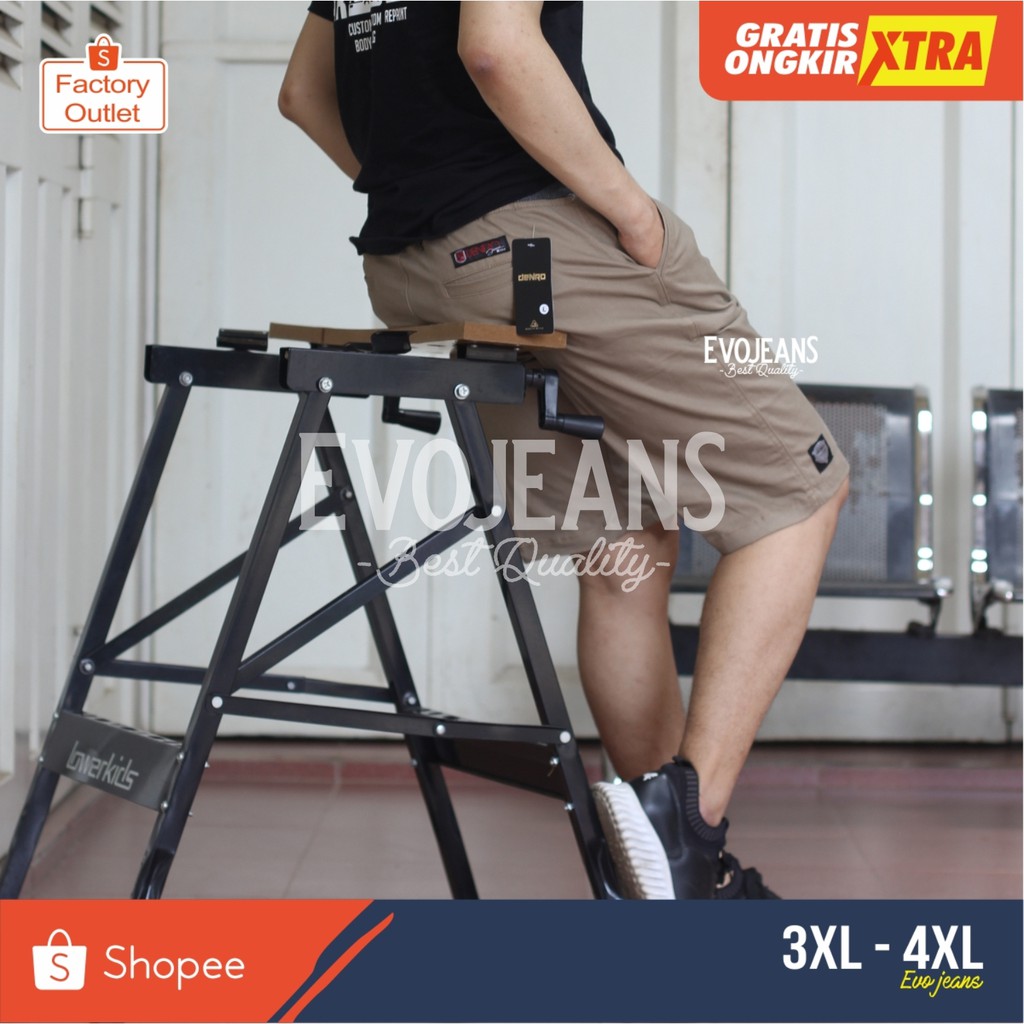 CELANA JUMBO CHINO PANTS PENDEK PINGGANG KARET BIG SIZE / EVO JEANS ORIGINAL PRODUK