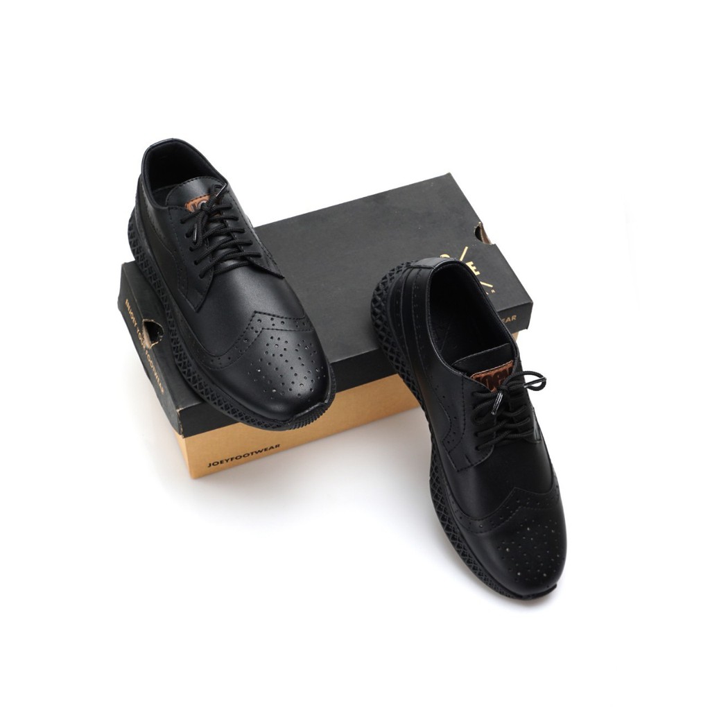 Lord Black | Sepatu Casual Santai Kasual Kerja Kuliah Pria Cowok Men Wingtip Ori New | FORIND x Joey